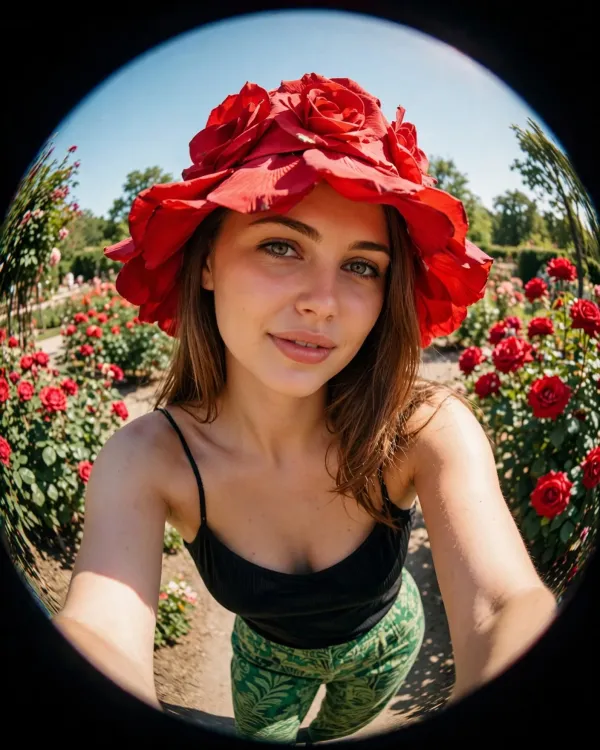 Портрет с эффектом фишай в саду