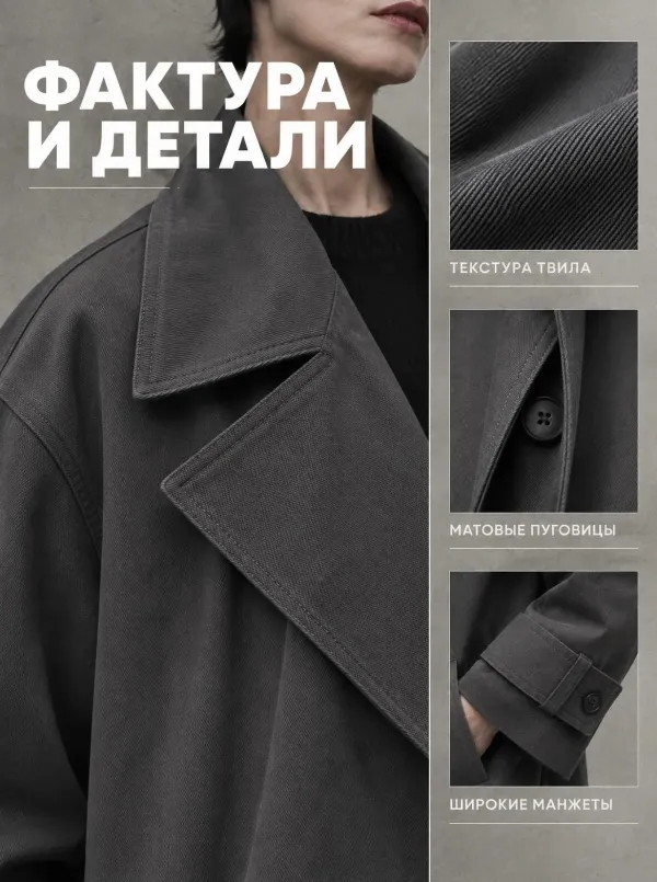 Карточка товара в стиле «Урбан-эдиториал» — детали крупно