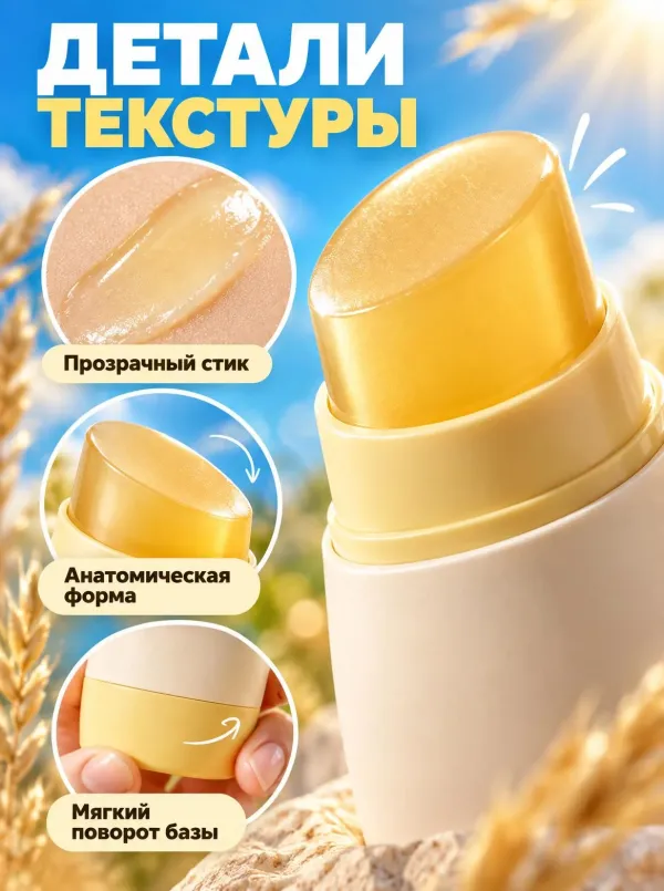 Карточка товара в стиле «Солярный бьюти-глянец» — текстура крупно