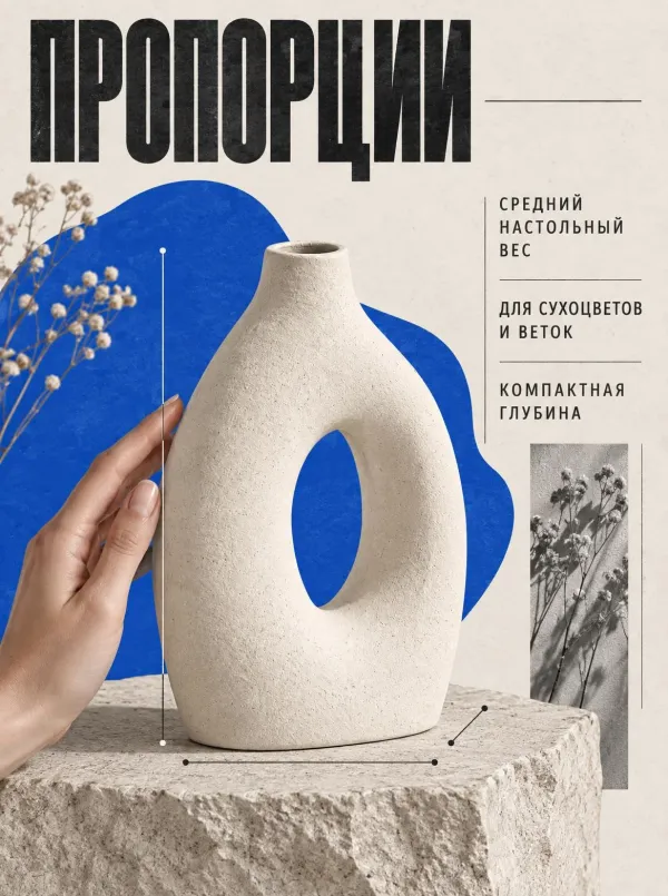 Слайд «Размеры» в стиле «Кобальтовый арт-коллаж»
