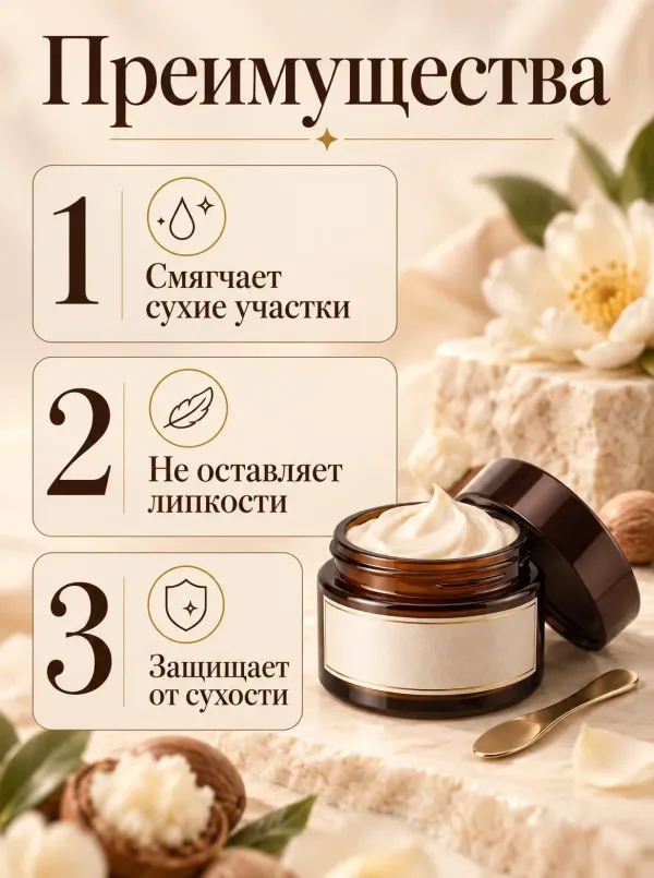 Карточка товара в стиле «Сливочный гурман-люкс» — преимущества